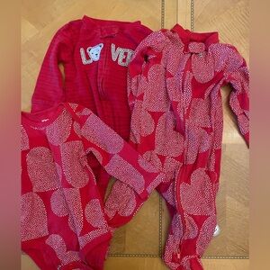 Carter's Valentines Day pajamas and onesie 9 months Gently used